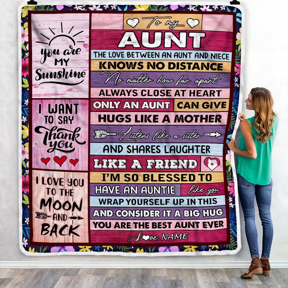 Personalized To My Aunt Blanket From Niece Wood The Love Between An Aunt And Niece Birthday Mothers Day Christmas Thanksgiving Customized Fleece Throw Blanket | siriusteestore