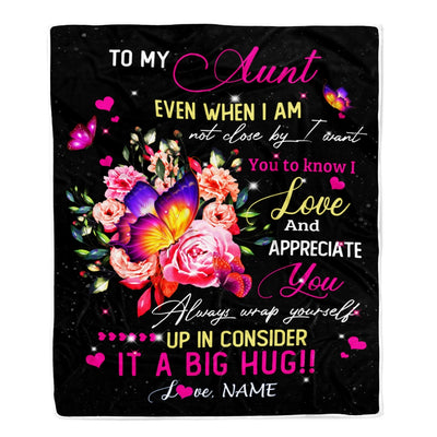 Personalized To My Aunt From Niece Nephew Blanket It A Big Hug I Love You Aunt Birthday Mothers Day Thanksgiving Christmas Customized Fleece Blanket | siriusteestore
