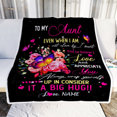 Personalized To My Aunt From Niece Nephew Blanket It A Big Hug I Love You Aunt Birthday Mothers Day Thanksgiving Christmas Customized Fleece Blanket | siriusteestore