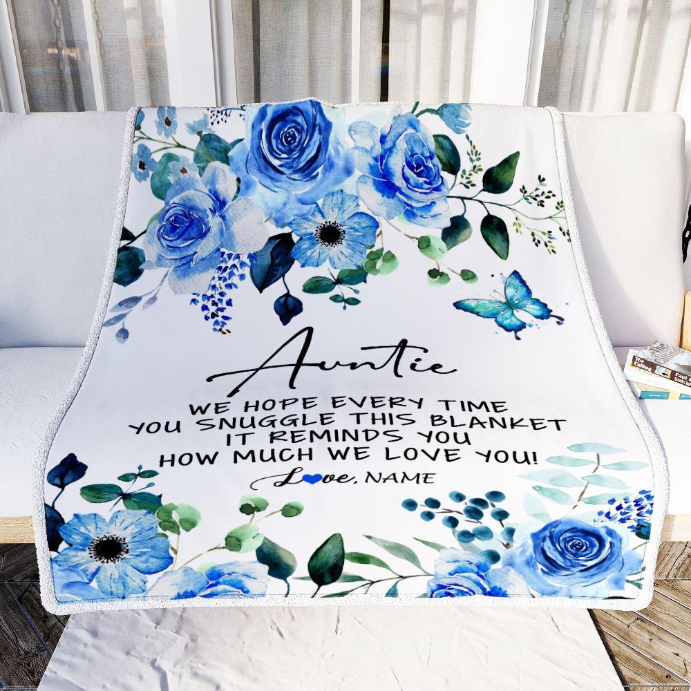 Personalized To My Auntie Blanket From Niece Nephew Floral How Much We Love You Auntie Birthday Mothers Day Christmas Customized Fleece Throw Blanket | siriusteestore