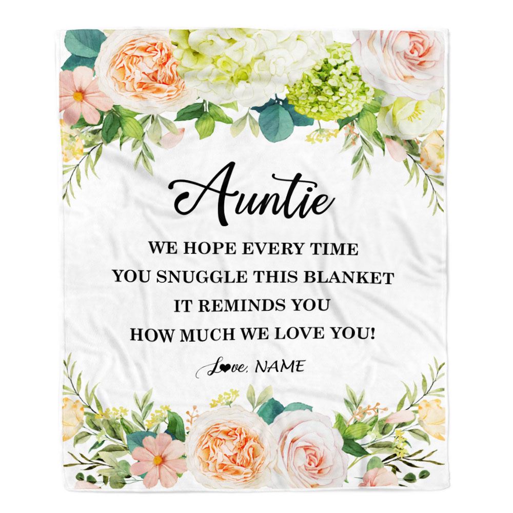 Personalized To My Auntie Blanket From Niece Nephew How Much We Love You Flower Auntie Birthday Mothers Day Christmas Customized Fleece Throw Blanket | siriusteestore