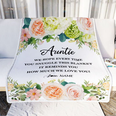 Personalized To My Auntie Blanket From Niece Nephew How Much We Love You Flower Auntie Birthday Mothers Day Christmas Customized Fleece Throw Blanket | siriusteestore