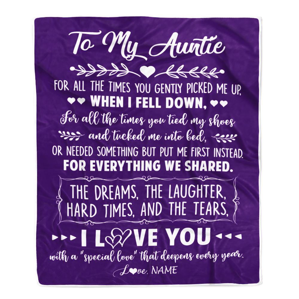 Personalized To My Auntie Blanket From Niece Nephew I Love You With A Special Love Auntie Birthday Mothers Day Christmas Customized Fleece Throw Blanket | siriusteestore