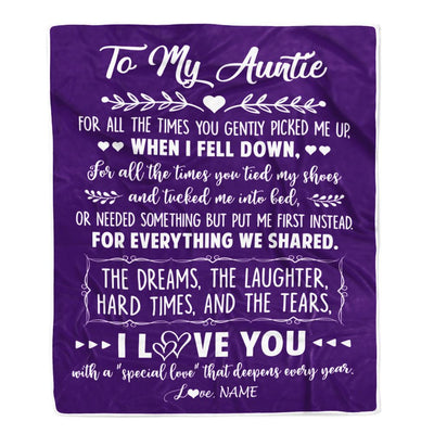 Personalized To My Auntie Blanket From Niece Nephew I Love You With A Special Love Auntie Birthday Mothers Day Christmas Customized Fleece Throw Blanket | siriusteestore