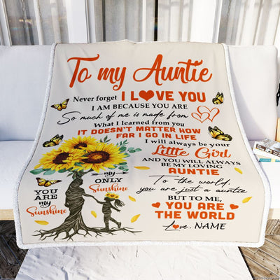Personalized To My Auntie Blanket From Niece Sunflower Never Forget I Love You Auntie Birthday Mothers Day Christmas Customized Bed Fleece Throw Blanket | siriusteestore