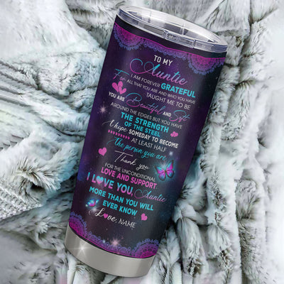 Personalized To My Auntie From Niece Nephew Stainless Steel Tumbler Cup You Are Beautiful Butterfly Auntie Mothers Day Birthday Christmas Travel Mug | siriusteestore