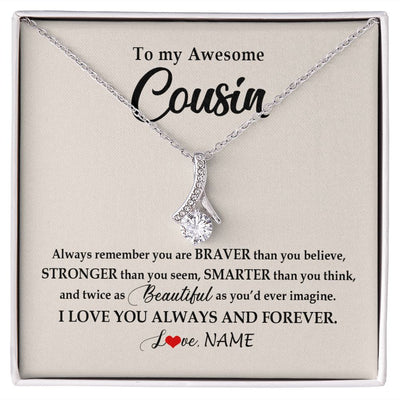 Alluring Beauty Necklace | Personalized To My Awesome Cousin Necklace From Family I Love You Always And Forever Cousin Jewelry Birthday Christmas Customized Gift Box Message Card | siriusteestore