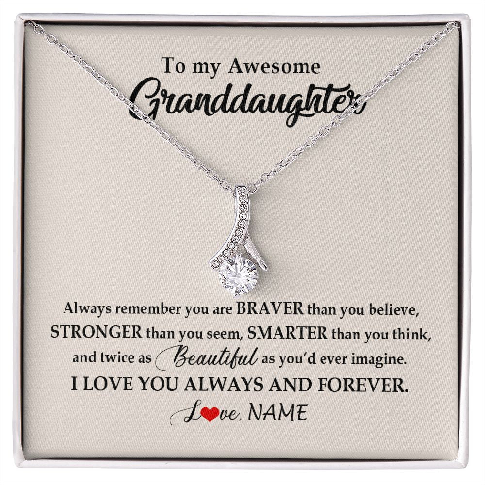 Alluring Beauty Necklace | Personalized To My Awesome Granddaughter Necklace From Grandma Nana I Love You Always And Forever Granddaughter Birthday Customized Gift Box Message Card | siriusteestore