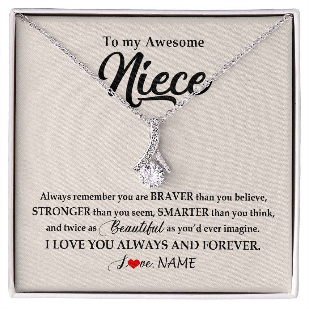 Alluring Beauty Necklace | Personalized To My Awesome Niece Necklace From Aunt Uncle I Love You Always And Forever Niece Jewelry Birthday Christmas Customized Gift Box Message Card | siriusteestore