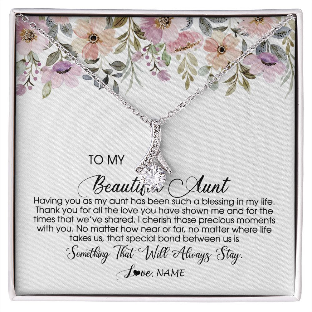 Alluring Beauty Necklace | Personalized To My Beautiful Aunt Necklace From Niece Nephew Having You As My Aunt Auntie Birthday Mothers Day Christmas Customized Gift Box Message Card | siriusteestore