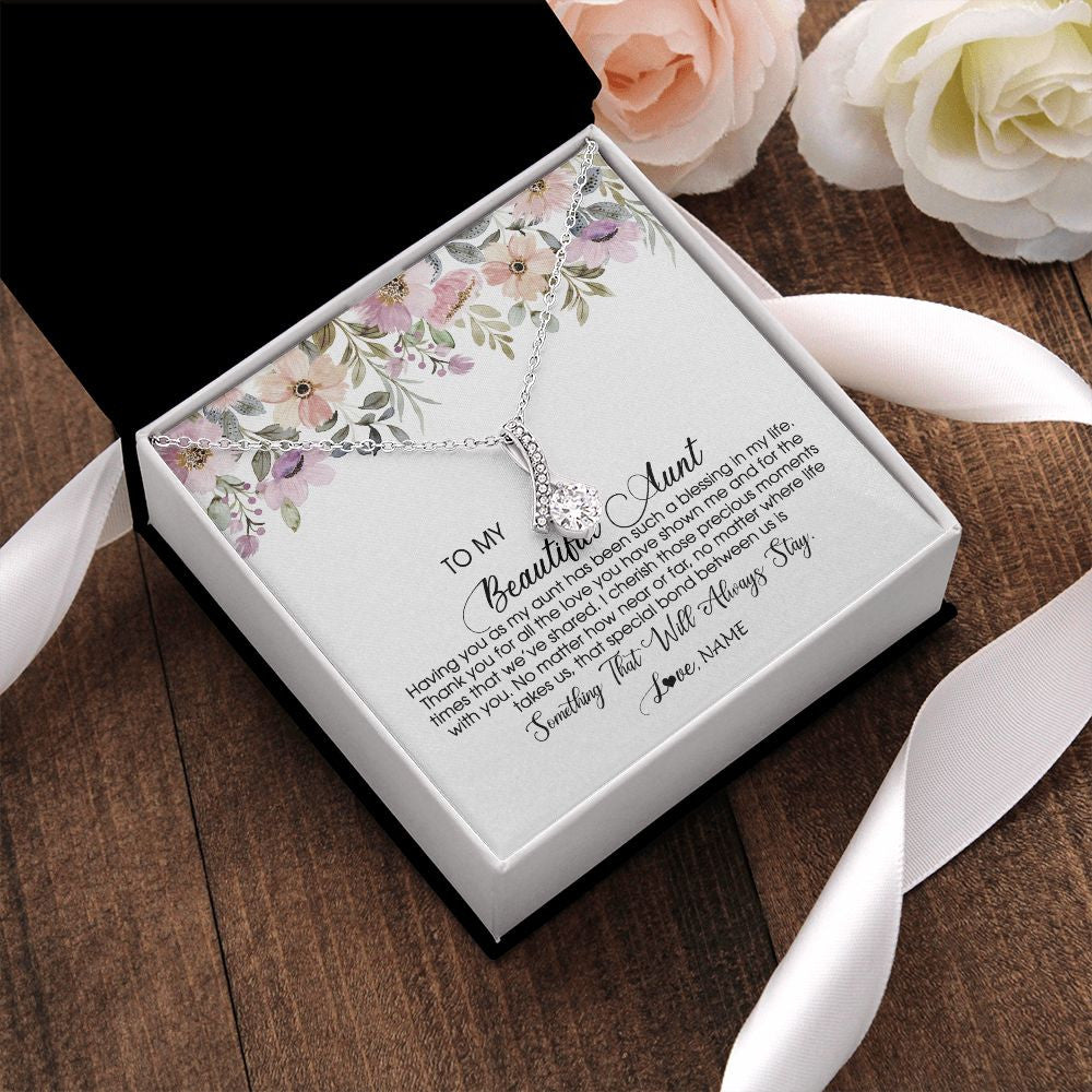 Alluring Beauty Necklace | Personalized To My Beautiful Aunt Necklace From Niece Nephew Having You As My Aunt Auntie Birthday Mothers Day Christmas Customized Gift Box Message Card | siriusteestore