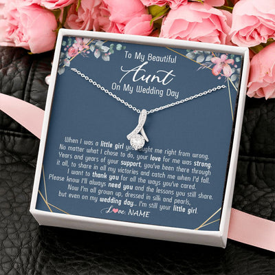 Alluring Beauty Necklace | Personalized To My Beautiful Aunt Necklace From Niece On My Wedding Day Aunt Of The Bride From Niece Aunt Jewelry Customized Gift Box Message Card | siriusteestore