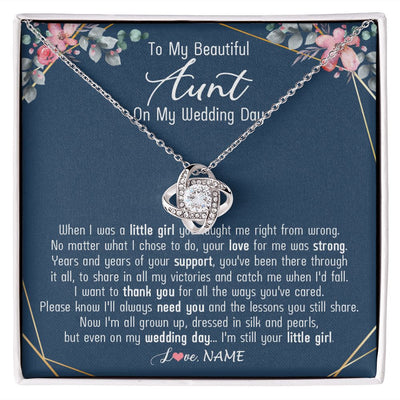 Love Knot Necklace | Personalized To My Beautiful Aunt Necklace From Niece On My Wedding Day Aunt Of The Bride From Niece Aunt Jewelry Customized Gift Box Message Card | siriusteestore