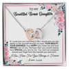 Interlocking Hearts Necklace | Personalized To My Beautiful Bonus Daughter Necklace from Stepmother I Am Here For You Floral Stepdaughter Birthday Christmas Customized Gift Box Message Card | siriusteestore