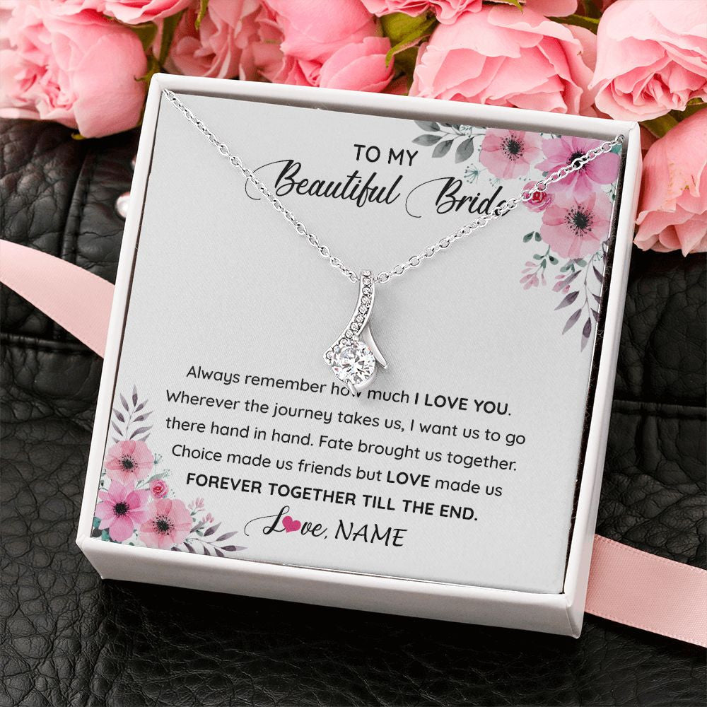 Alluring Beauty Necklace | Personalized To My Beautiful Bride Necklace From Groom To Future Wife Necklace From Husband On My Wedding Day Customized Gift Box Message Card | siriusteestore