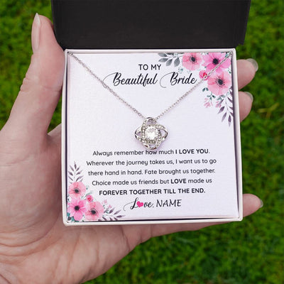 Love Knot Necklace | Personalized To My Beautiful Bride Necklace From Groom To Future Wife Necklace From Husband On My Wedding Day Customized Gift Box Message Card | siriusteestore