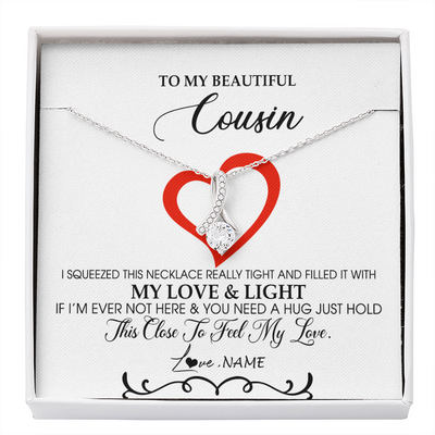 Alluring Beauty Necklace | Personalized To My Beautiful Cousin Necklace From Family Filled With My Love and Light Cousin Pendant Jewelry Birthday Christmas Customized Message Card | siriusteestore