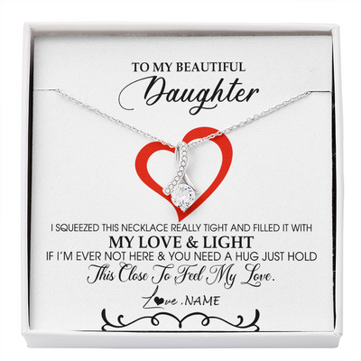 Alluring Beauty Necklace | Personalized To My Beautiful Daughter Necklace From Dad Mom Filled With My Love and Light Daughter Jewelry Birthday Christmas Customized Message Card | siriusteestore
