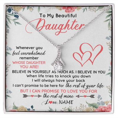 Alluring Beauty Necklace | Personalized To My Beautiful Daughter Necklace From Mom Dad Believe In You Daughter Jewelry Birthday Graduation Christmas Customized Gift Box Message Card | siriusteestore