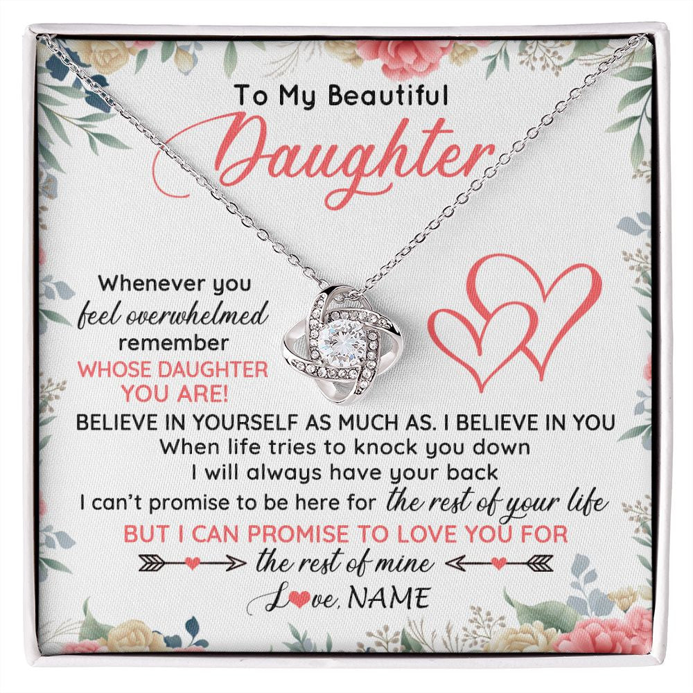 Love Knot Necklace | Personalized To My Beautiful Daughter Necklace From Mom Dad Believe In You Daughter Jewelry Birthday Graduation Christmas Customized Gift Box Message Card | siriusteestore