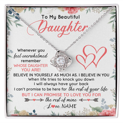 Love Knot Necklace | Personalized To My Beautiful Daughter Necklace From Mom Dad Believe In You Daughter Jewelry Birthday Graduation Christmas Customized Gift Box Message Card | siriusteestore