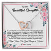 Interlocking Hearts Necklace | Personalized To My Beautiful Daughter Necklace from Mom Dad I Am Here For You Floral Daughter Birthday Graduation Christmas Customized Gift Box Message Card | siriusteestore