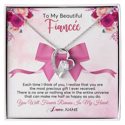 Forever Love Necklace | Personalized To My Beautiful Fiancee Necklace From Fiance Forever In My Heart Fiancee Birthday Valentines Day Christmas Customized Gift Box Message Card | siriusteestore