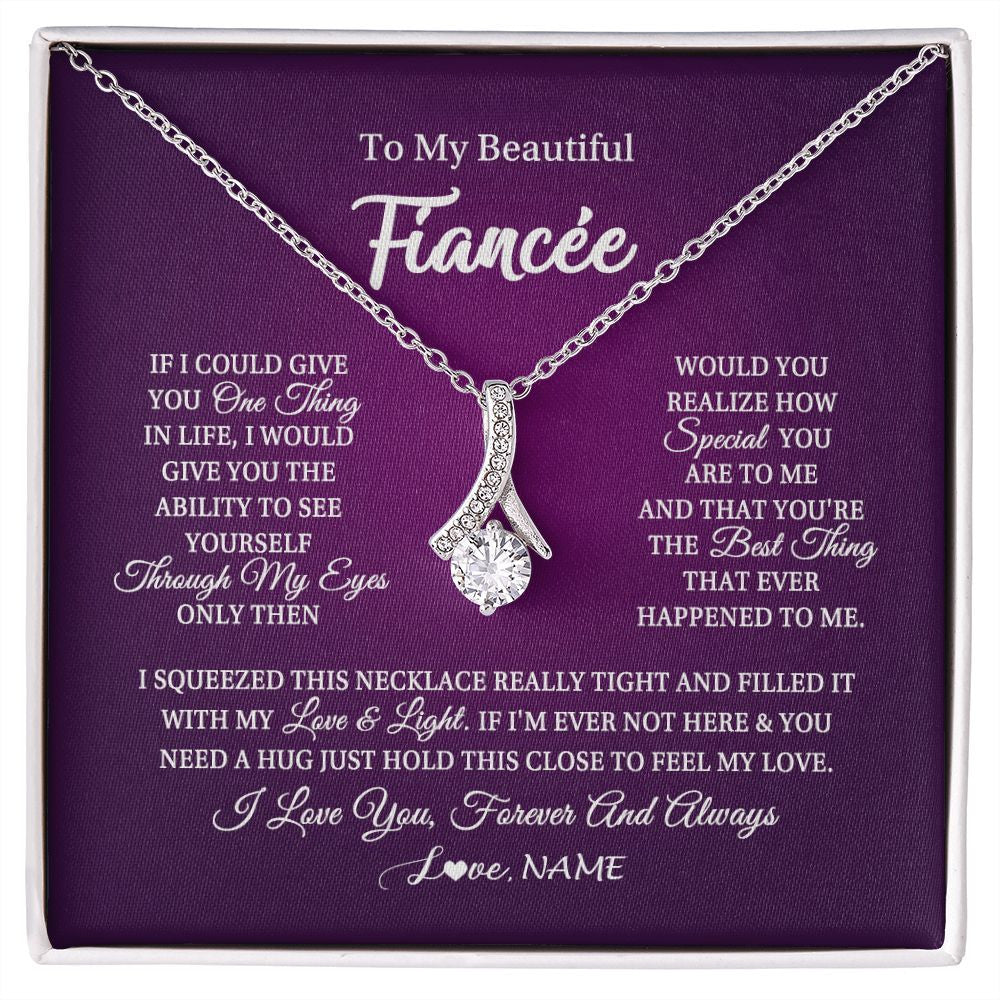 Alluring Beauty Necklace | Personalized To My Beautiful Fiancee Necklace From Fiance I Love You Fiancee Birthday Valentines Day Christmas Jewelry Customized Gift Box Message Card | siriusteestore