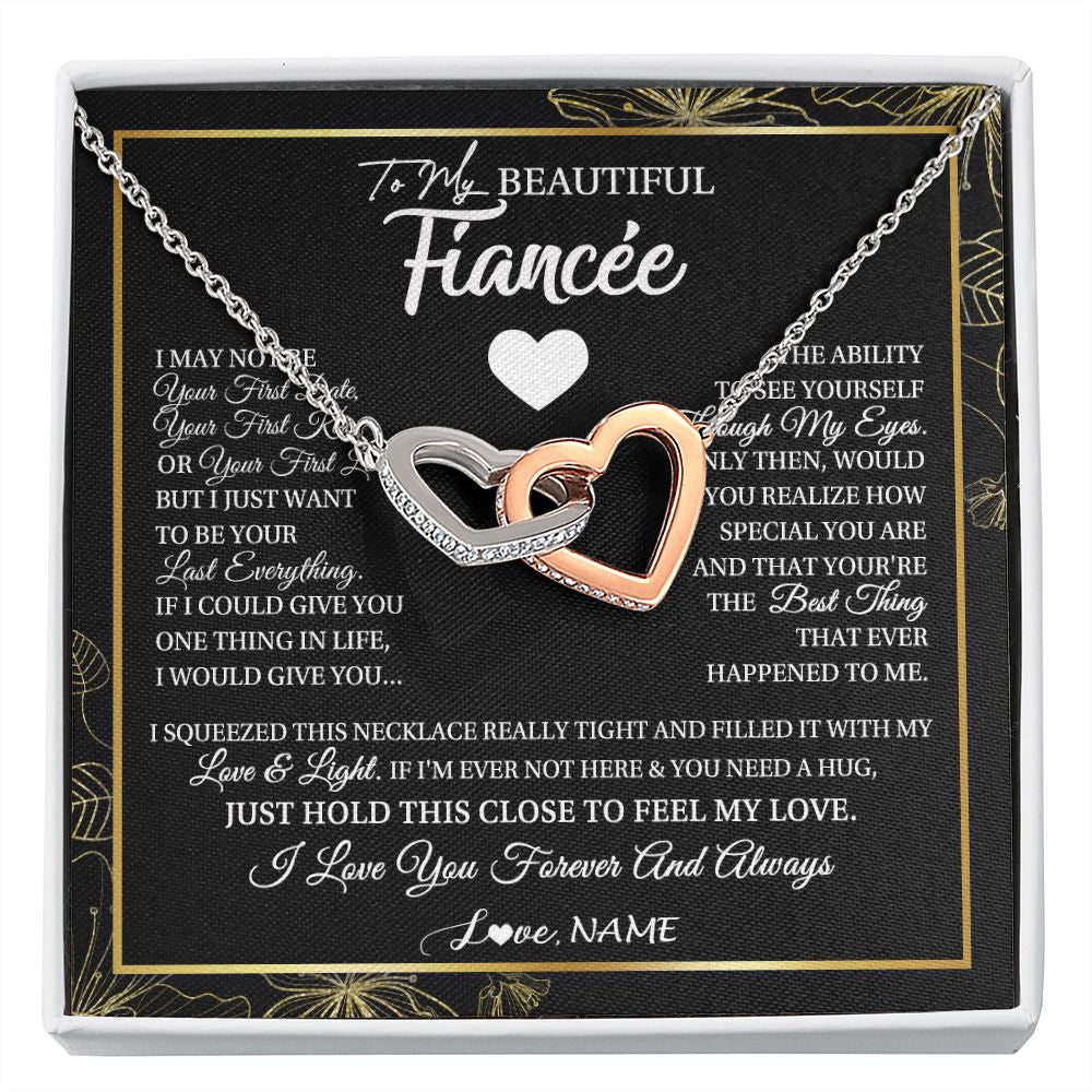 Interlocking Hearts Necklace | Personalized To My Beautiful Fiancee Necklace I May Not Be Your First Day Future Wife Valentines Day Birthday Christmas Customized Gift Box Message Card | siriusteestore