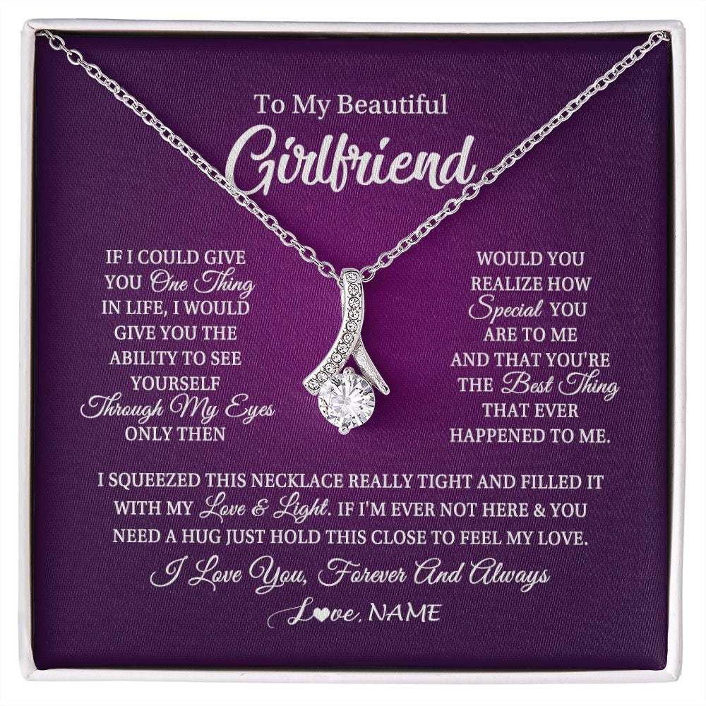 Alluring Beauty Necklace | Personalized To My Beautiful Girlfriend Necklace From Boyfriend I Love You Wife Birthday Valentines Day Christmas Jewelry Customized Gift Box Message Card | siriusteestore