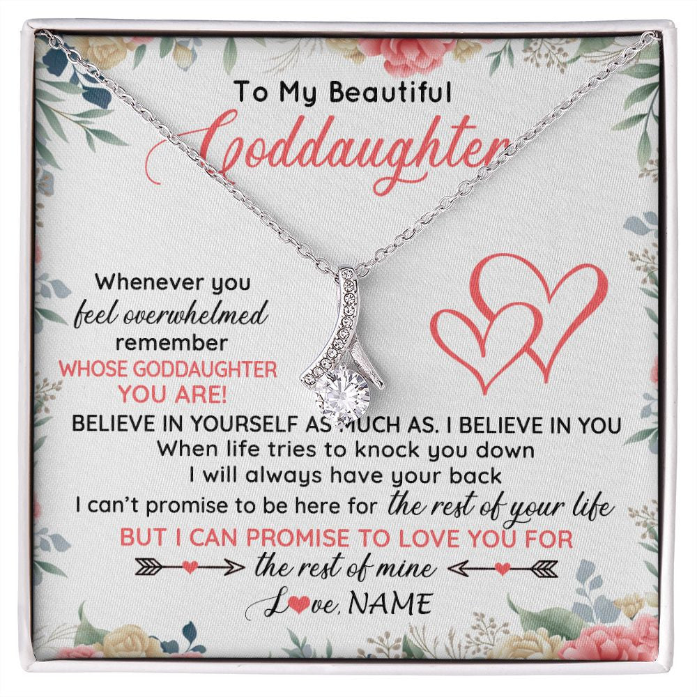 Alluring Beauty Necklace | Personalized To My Beautiful Goddaughter Necklace From Aunt Believe In You Goddaughter Birthday Graduation Christmas Jewelry Customized Gift Box Message Card | siriusteestore