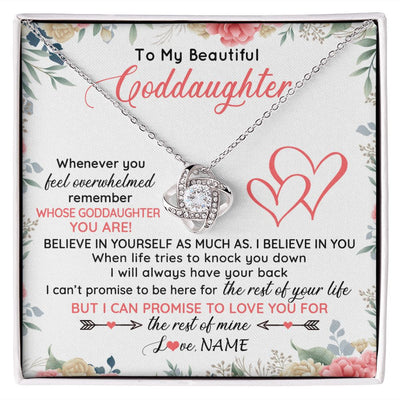 Love Knot Necklace | Personalized To My Beautiful Goddaughter Necklace From Aunt Believe In You Goddaughter Birthday Graduation Christmas Jewelry Customized Gift Box Message Card | siriusteestore