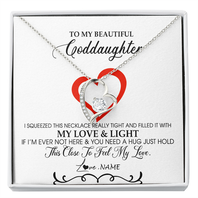 Forever Love Necklace | Personalized To My Beautiful Goddaughter Necklace From Godmother Filled With My Love and Light Goddaughter Jewelry Birthday Christmas Customized Message Card | siriusteestore