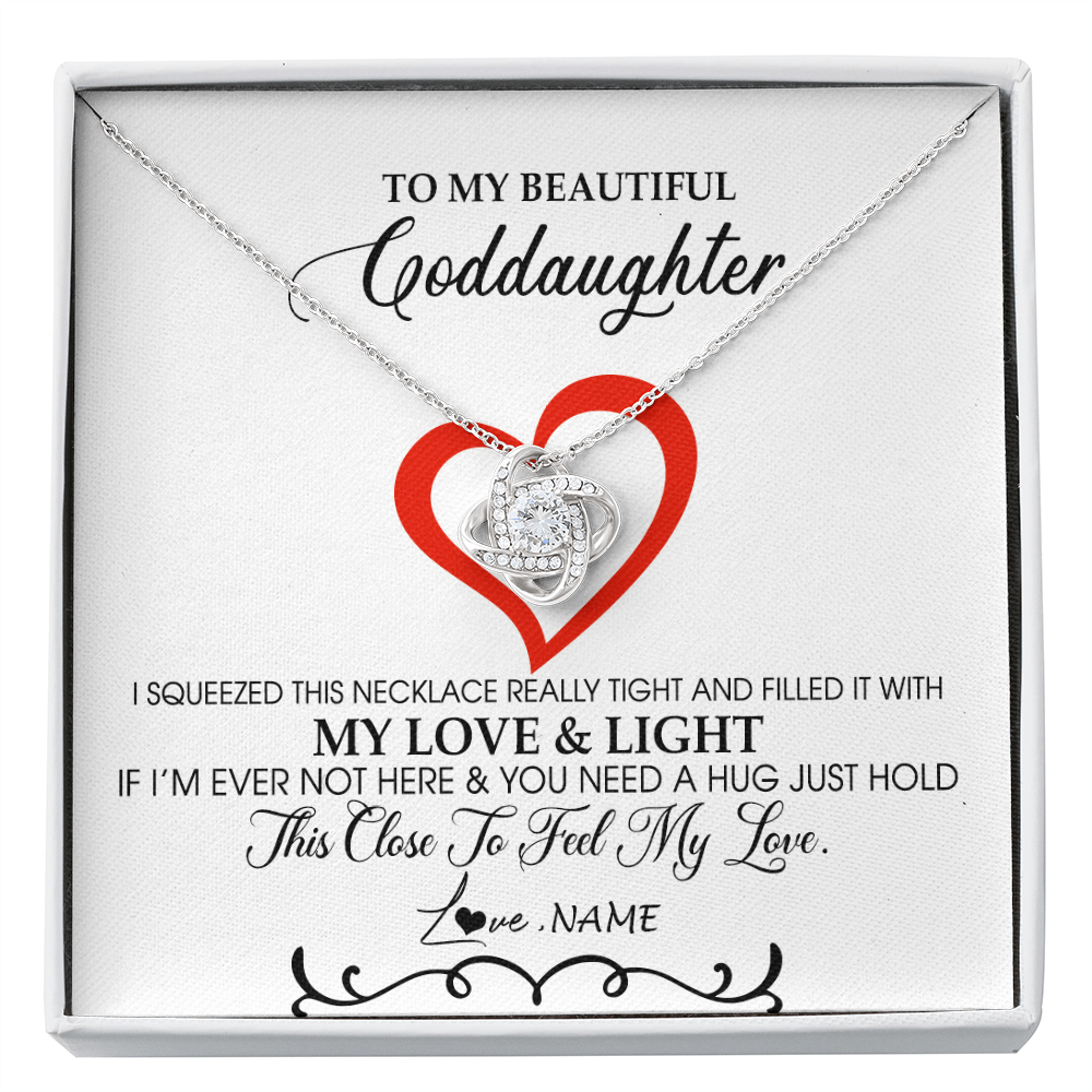 Love Knot Necklace | Personalized To My Beautiful Goddaughter Necklace From Godmother Filled With My Love and Light Goddaughter Jewelry Birthday Christmas Customized Message Card | siriusteestore