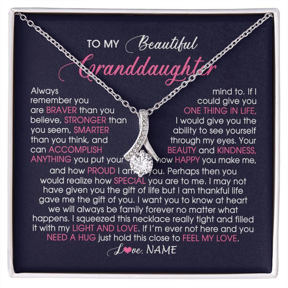 Alluring Beauty Necklace | Personalized To My Beautiful Granddaughter Necklace From Grandma Nana Feel My Love Granddaughter Birthday Graduation Christmas Customized Gift Box Message Card | siriusteestore