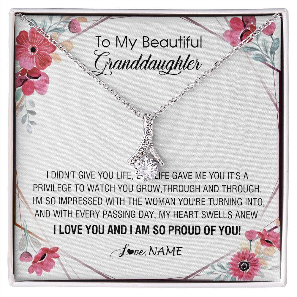 Alluring Beauty Necklace | Personalized To My Beautiful Granddaughter Necklace from Grandma Life Gave Me You Granddaughter Birthday Graduation Christmas Customized Gift Box Message Card | siriusteestore