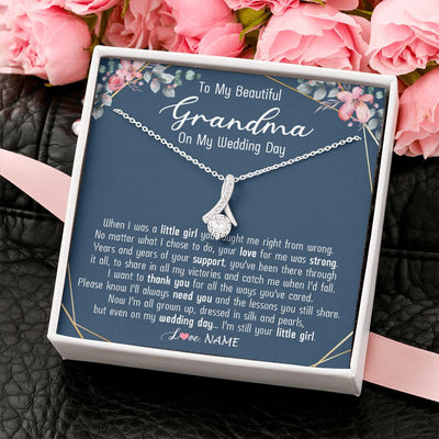 Alluring Beauty Necklace | Personalized To My Beautiful Grandma Necklace From Granddaughter On My Wedding Day Grandma Of The Bride From Granddaughter Customized Gift Box Message Card | siriusteestore