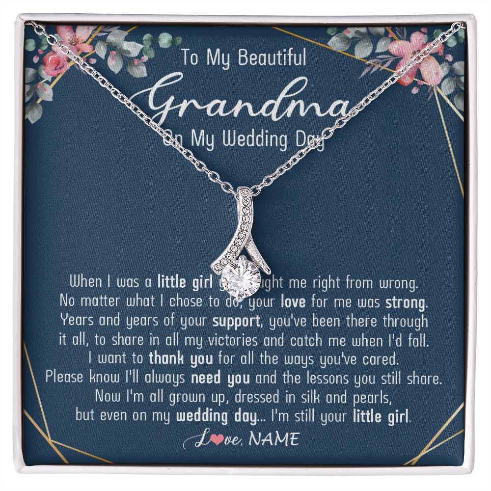 Alluring Beauty Necklace | Personalized To My Beautiful Grandma Necklace From Granddaughter On My Wedding Day Grandma Of The Bride From Granddaughter Customized Gift Box Message Card | siriusteestore