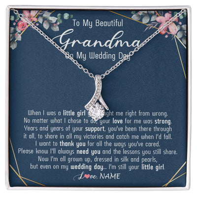 Alluring Beauty Necklace | Personalized To My Beautiful Grandma Necklace From Granddaughter On My Wedding Day Grandma Of The Bride From Granddaughter Customized Gift Box Message Card | siriusteestore