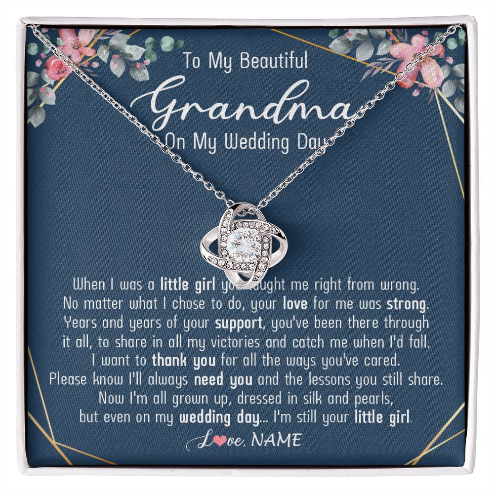 Love Knot Necklace | Personalized To My Beautiful Grandma Necklace From Granddaughter On My Wedding Day Grandma Of The Bride From Granddaughter Customized Gift Box Message Card | siriusteestore