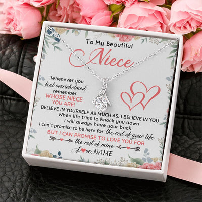 Alluring Beauty Necklace | Personalized To My Beautiful Niece Necklace From Aunt Uncle Auntie Believe In You Niece Birthday Graduation Christmas Jewelry Customized Gift Box Message Card | siriusteestore