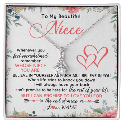 Alluring Beauty Necklace | Personalized To My Beautiful Niece Necklace From Aunt Uncle Auntie Believe In You Niece Birthday Graduation Christmas Jewelry Customized Gift Box Message Card | siriusteestore