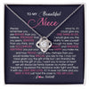 Love Knot Necklace | Personalized To My Beautiful Niece Necklace From Aunt Uncle Auntie Feel My Love Niece Birthday Christmas Graduation Jewelry Customized Gift Box Message Card | siriusteestore
