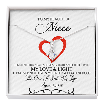 Alluring Beauty Necklace | Personalized To My Beautiful Niece Necklace From Aunt Uncle Filled With My Love and Light Niece Pendant Jewelry Birthday Christmas Customized Message Card | siriusteestore