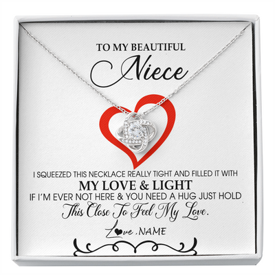 Love Knot Necklace | Personalized To My Beautiful Niece Necklace From Aunt Uncle Filled With My Love and Light Niece Pendant Jewelry Birthday Christmas Customized Message Card | siriusteestore