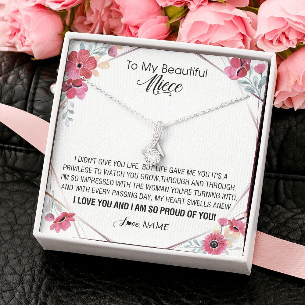 Alluring Beauty Necklace | Personalized To My Beautiful Niece Necklace from Aunt Auntie Life Gave Me You Niece Birthday Thanksgiving Graduation Christmas Customized Gift Box Message Card | siriusteestore