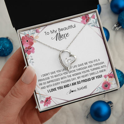 Forever Love Necklace | Personalized To My Beautiful Niece Necklace from Aunt Auntie Life Gave Me You Niece Birthday Thanksgiving Graduation Christmas Customized Gift Box Message Card | siriusteestore