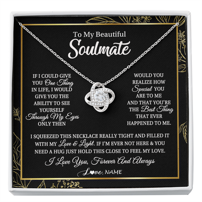 Love Knot Necklace | Personalized To My Beautiful Soulmate Necklace From Husband Boyfriend Feel My Love For Her Future Wife Girlfriend Birthday Anniversary Customized Message Card | siriusteestore