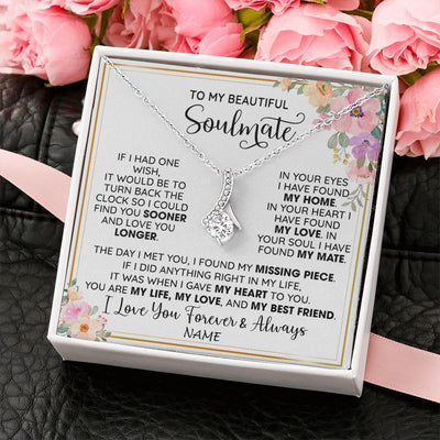 Alluring Beauty Necklace | Personalized To My Beautiful Soulmate Necklace From Husband My Life My Love Wife Romantic Birthday Anniversary Christmas Customized Gift Box Message Card | siriusteestore