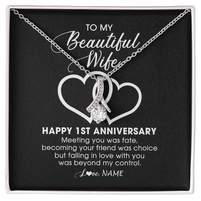 Alluring Beauty Necklace | Personalized To My Beautiful Wife Necklace From Husband 1 Year Wedding Anniversary For Her Married 1th Anniversary For Her Customized Gift Box Message | siriusteestore